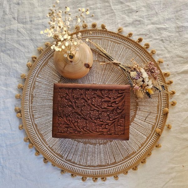 Boîte à bijoux en bois Fleurs 18 x 15 cm